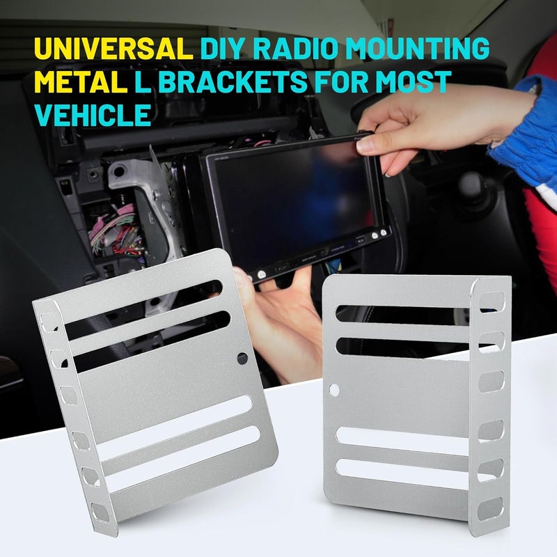 NuIth Double DIN Installation Kit, Universal Fit Metal Radio/DVD Player/Fitting Cage Mounting Bracket, Car Stereo Mounting Frame W/ Screws, 2.8x3x0.9 Inches - Image 3